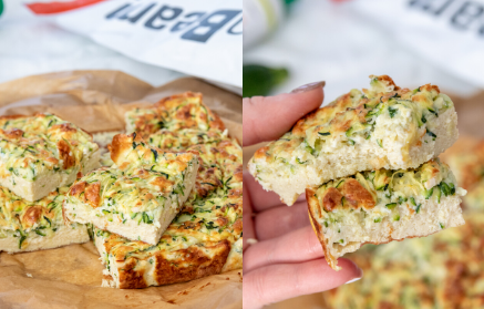 Fitness Rezept: Salziger Zucchinikuchen mit hohen Anteil an Eiweiß 