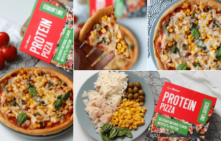 Fitness Rezept: Husgemachte Protein-Pizze mit Schinken, Mais und Oliven