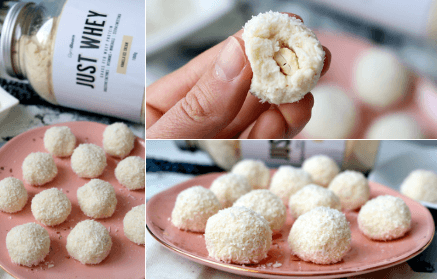 Fitness Rezept: Kokosnuss-Eiweißbällchen mit Mandeln wie Raffaello