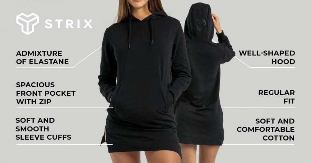 Women's ALPHA Longline Hoodie Black - STRIX