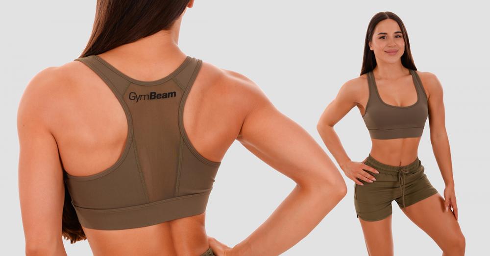 Mesh Panel Sports Bra olive - GymBeam