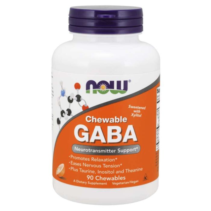 GABA Orange Flavor Chewable Tablets - NOW Foods