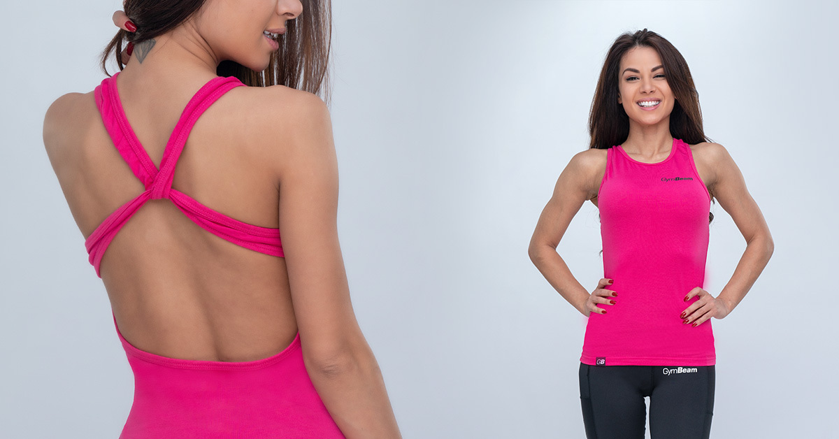 Tank Top für Damen Crossed Hot Pink - GymBeam