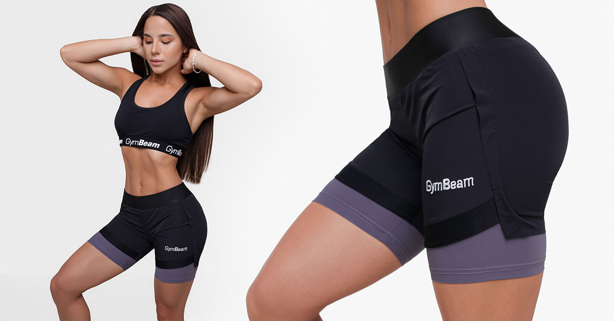 Shorts für Damen 2in1 Black Grey - GymBeam